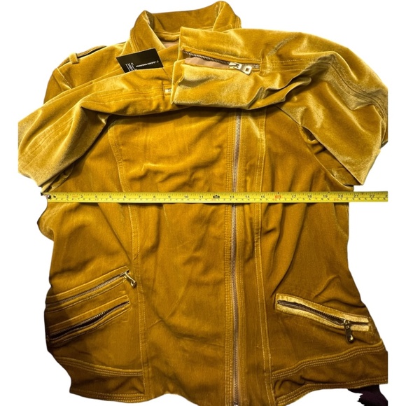 INC International Concepts Glam Velvet Gold Moto Jacket Blazer XL NWT Yellow - Picture 12 of 15